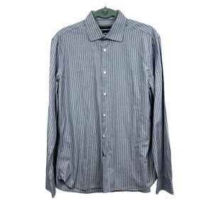 John Varvatos Dress Shirt Slim Fit Stripe Long Sleeve Gray Blue Men Size 34/35*